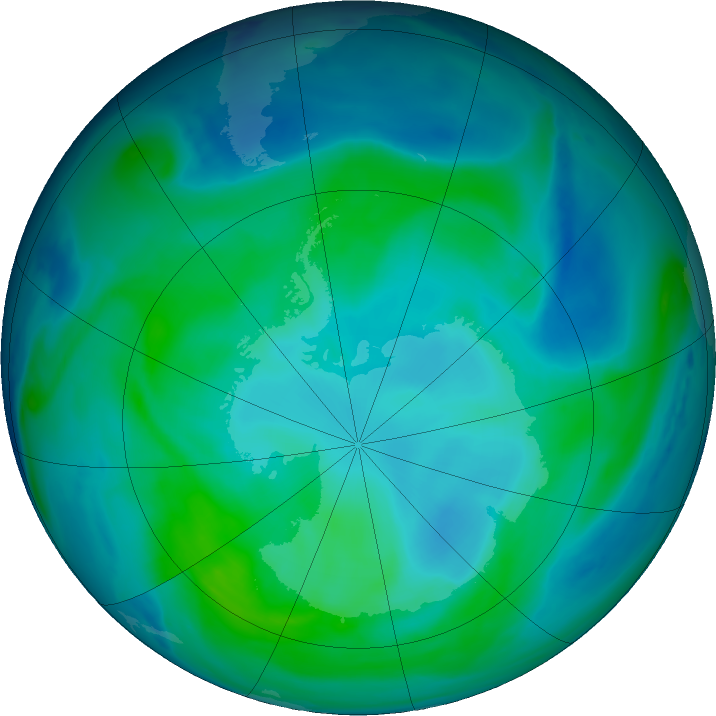 Antarctic ozone map for 15 February 2024